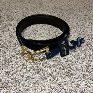 NWT‎ Men Stafford Reversible Belt Brown/Black Gold Buckle Genuine Leather 34/85